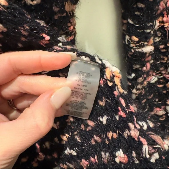 NWT- Sioni Black, Pink, Orange & White Tweed Cardigan Size Medium Women’s - Picture 6 of 11